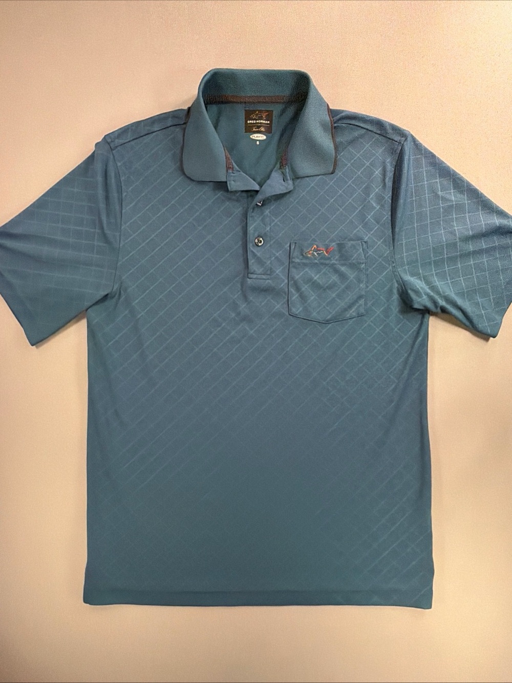 Greg Norman Collection Teal Blue Short-Sleeve Polo with Pocket